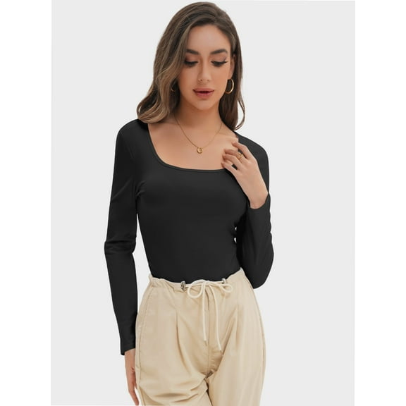 Womens Long Sleeve Shirts Crop Tops Going Out Basics Tees Clothes