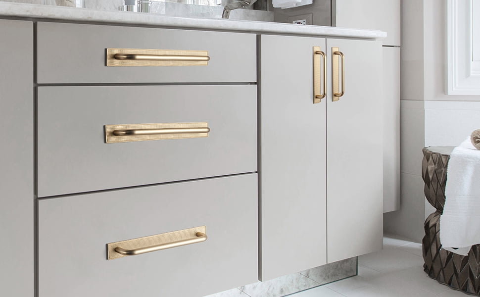 Goo-Ki 4 Pack 7.6''(192mm) Hole Center Champagne Bronze Cabinet Pulls with Backplate, Zinc Alloy Minimalist Style Cabinet Handles for Drawer,Dresser,Cupboard Wardrobe Cabinet (2218-g017)