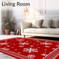 thumbnail image 2 of ODIKA 2'x3' Machine Washable Non-Slip Area Rug, Winter Snowflake Medallion with Crystalline Motifs High Traffic Rug with Pad, Red, 507641, 2 of 8
