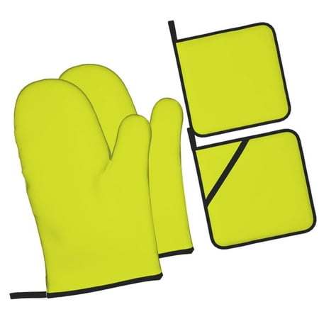 

Sikiie Yellow Oven Mitts and Pot Holders Silicone Oven Gloves Heat Resistant Oven Mitts 4Pcs Set