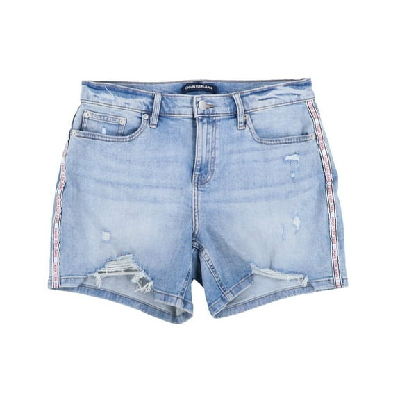 Calvin Klein Jeans Women's Boyfriend Shorts Denim Distressed Light Wash Blue 2