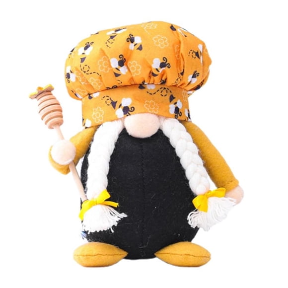 VONKY Bumble Bee Chef Doll Honey Bee Elf Doll Faceless Plush Toy Home Decoration Women