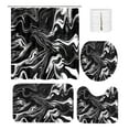 thumbnail image 2 of 70x70 Inches Bathroom Decor 4 Pcs Shower Curtain Set With Rugs ColorfulMarbles Bathroom Set With AntiSlip Rug Toilet Lid Cover Bath Mat And 12 Hooks, 2 of 6