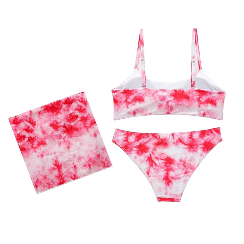 Sexy High Waist Three-Piece Swimsuit Long Sleeve Swimwear Women Bikini  Tie-Dye Swimsuit for Women-L - Walmart.com