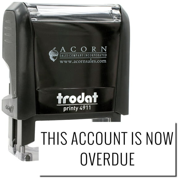 Self-Inking This Account is Now Overdue Stamp, Trodat Printy 4911, Press and Print Stamping, Impression Size 5/8" x 1-1/2", Up to 10,000 Impressions - Black Ink