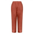 thumbnail image 4 of IDALL Linen Pants Women Petite Pants Plus Size Pants For Women Linen High Elastic Waist Drawstring Ankle Pants Business Casual Pull On Pants With Pockets Baleaf Pants Women Baggy Pants Orange M, 4 of 5