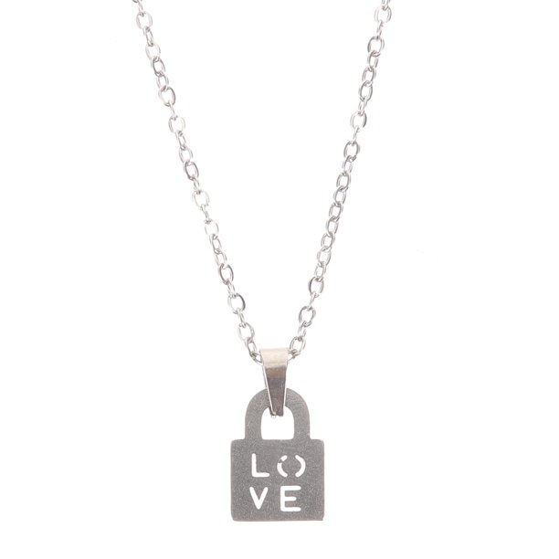 Collar de pareja Collar de amor Collar con colgante de cerradura de acero inoxidable Collar de moda