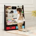 thumbnail image 2 of Topbuy Espresso  Book Rack Kids Toys Organizer Shelves With 4 Sling Bookshelf And 2 Boxes, 2 of 10