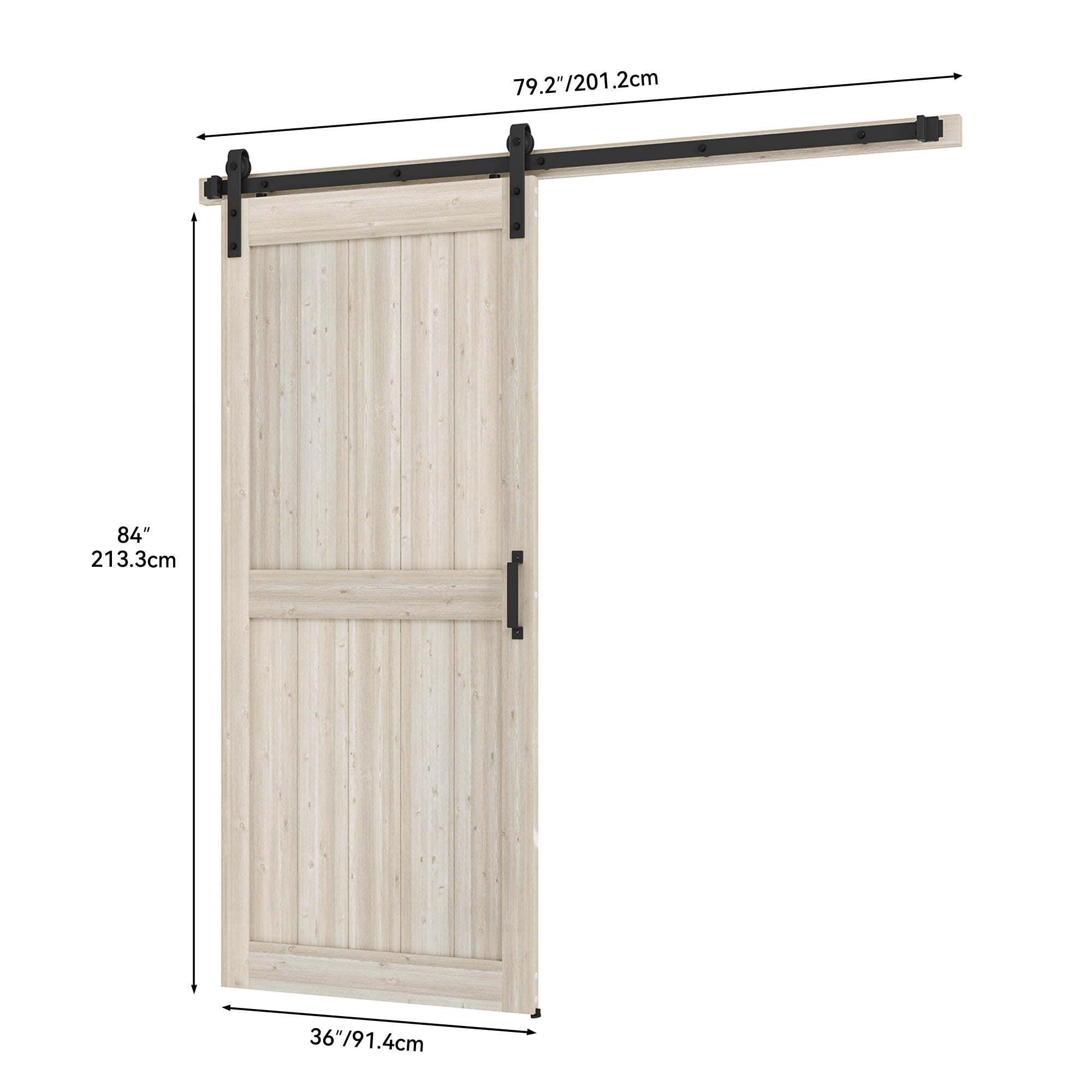 Uforic 36" x 84" Silding Barn Door,with Hardware Kit Rail,and Handle,Pulleys, Light Oak