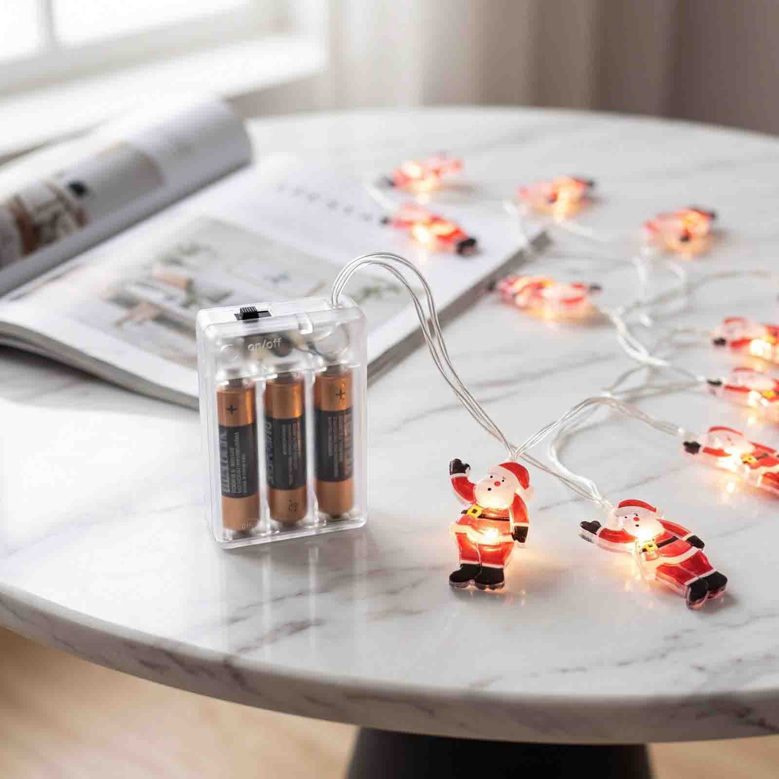 Santa Claus LED String Lights 6.56 ft 20 Bulbs Warm White Battery – picture 6