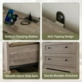thumbnail image 4 of Tzou 31.5"W Wooden Dresser with Charging Station & LED Lights - 3-Drawer Modern Chest for Bedroom(Grey-Brown), 4 of 9