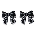 thumbnail image 1 of Pendientes de perla negra con lazo Pendientes elegantes y delicados, 1 of 5