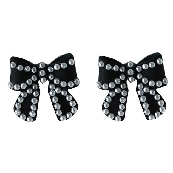 Pendientes de perla negra con lazo Pendientes elegantes y delicados
