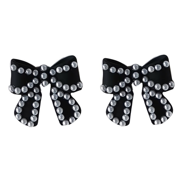 Pendientes de perla negra con lazo Pendientes elegantes y delicados