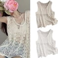 thumbnail image 2 of Yokua Summer Crochet Loose Vest Waistcoat Women Hollow-Out Knit Sleeveless Tank Top, 2 of 15