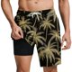 thumbnail image 5 of Ceisia Men's Black & Gold Palm Tree Print Beach Shorts with Quick Dry Stretch Fabric and Anti-Exposure Liner Multicolor S Gifts, 5 of 6