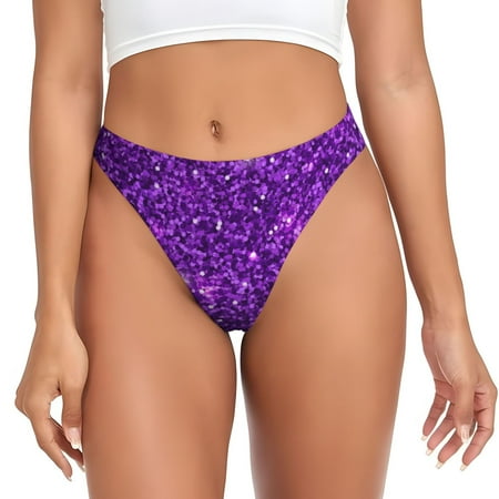 Thongs for Women Purple Glitter No Show Seamless Womens Thongs Underwear  Stretch G String Thongs  Soft Breathable Thong Bikini Panties Briefs