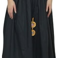 thumbnail image 4 of Bimba Women's Elastic Tassels Waist Bohemian Style Cotton Black Long Skirt-M, 4 of 4