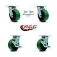 thumbnail image 2 of 5 Inch Green Poly on Steel Caster Set with Ball Bearings 2 Swivel Lock 2 Brake, 2 of 2