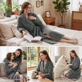 thumbnail image 6 of AMITOFO Fleece Robe for Women Soft Warm Long Plush Bathrobe Slim Elastic Waist Sleepwear Housecoats, 6 of 8