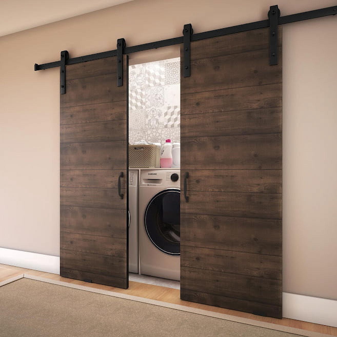 EightDoors 84" x 32" x 1-3/8" Brown Reclaimed Wood Look Finished (Ranch) Core Flush Wood Slab Interior Barn Door