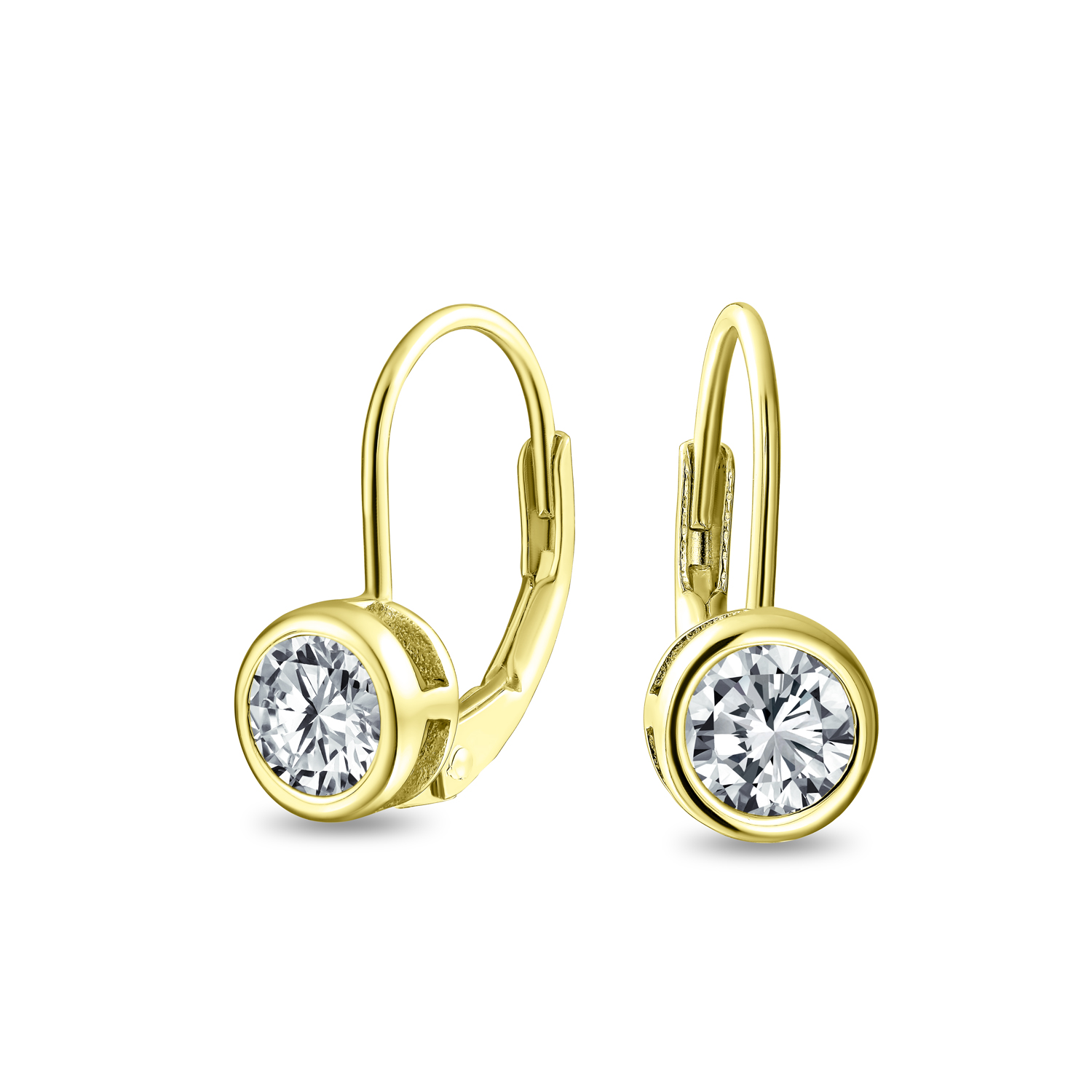 50CT Brilliant Cut CZ Drop Earrings Gold Plated Sterling Silver