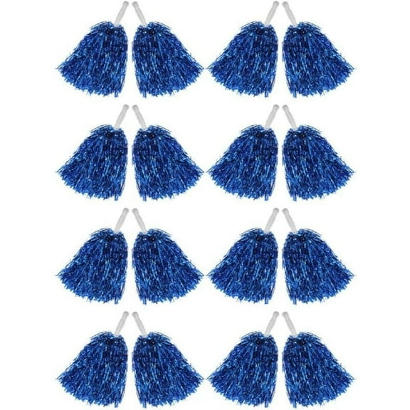 12PCS Pom Poms Cheerleading Metallic Foil Cheer Pom Poms with Plastic Handles for Rooters Cheering Squad Team Spirit Sports