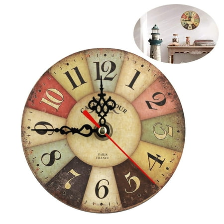 12cm Wall Clock Silent Non Ticking Rustic Wall Clocks Large Decorative Quartz Movement Decorated Living Room,