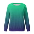 thumbnail image 5 of Idoravan Womens Long Sleeve Casual Tops Gradient Printed Round Neck Blouse Pullover, 5 of 5