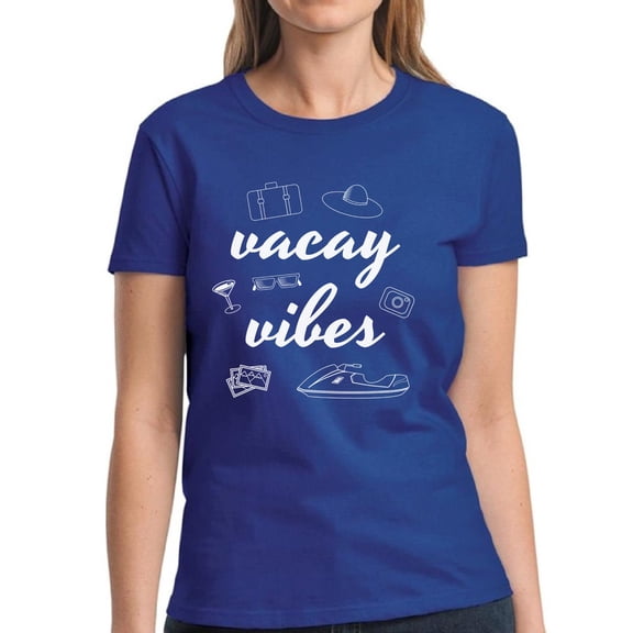 Vacay Vibes Shirt for Women - S M L XL 2XL 3XL Beach Vacation Graphic Tee - T-Shirt Pool Party Tee Gift