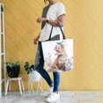thumbnail image 6 of Open Top Canvas Tote Bag with Zipper Reusable Shopping Bag 13.5x15" Roomy Carryall Fox with A Bird, 6 of 9