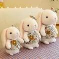 thumbnail image 3 of 9.8inch Cute and Soft Plush Rabbit Stuffed Animal with Floral Dress and Bow, Standing Lop Eared Bunny Toy for Easter, Birthday - Gift for Boys and Girls, 3 of 6