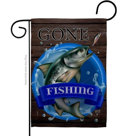 Angeleno Heritage  13 x 18.5 in. Gone Fishing Sports Vertical Garden Flag with Double-Sided House Decoration Banner Yard Gift