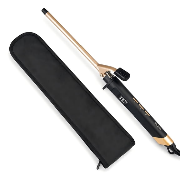 WHS 3/8 Inch Curling Iron, 9mm Thin Tourmaline Ceramic Wand for Short Hair, Small Barrel, Adjustable Heat, Dual Voltage