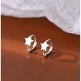 thumbnail image 4 of Solid 925 Sterling Silver Star Hoop Earrings for Women Teens Star Huggie Earrings Cartilage Hoops, 4 of 7
