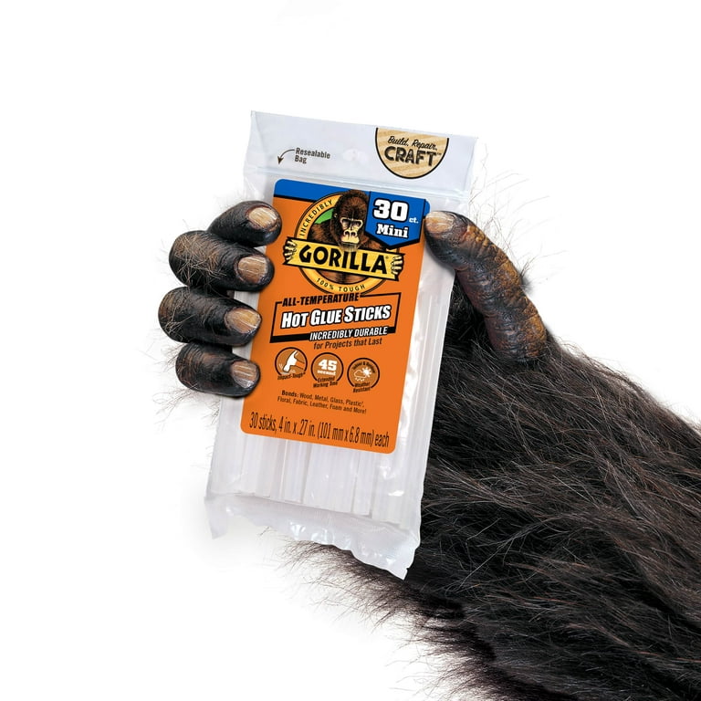 Gorilla Glue Clear Hot Glue Sticks, 30 Count 