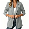 thumbnail image 3 of YgkuHd Spring Blazers for Women Lapel Button Down with Pockets Long Sleeve Cotton Linen Suit Jacket Relaxed Summer Casual Outfits,Gray_L, 3 of 4