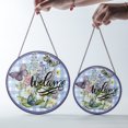 thumbnail image 4 of Butterfly Welcome Spring Suncatcher Stained Glass Style UV Printed Glass Garden Entrance Decor Round, 4 of 8