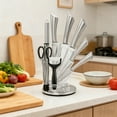 thumbnail image 4 of REDUSK 9 Piece Stainless Steel Kitchen Knife Set with Sharpener, Premium Knife Block Set with 360° Rotating Base , Anti-Slip Ergonomic Handle, Dishwasher Safe, Sliver, 4 of 13