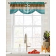 thumbnail image 4 of Tie Up Valance Curtain for Kitchen, Coastal Nautical Anchor Teal Rod Pocket Short Curtains Adjustable Tie-Up Shade Valances, Farm Vintage Wood Grain Window Treatment for Bathroom Living Room Bedroom, 4 of 7