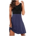 thumbnail image 2 of SMihono Robe d'Été Bohème pour Femmes Grande Taille Mode d'Été Imprimée Col Rond Patchwork Sans Manches, 2 of 6