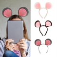 thumbnail image 2 of Cute Cartoon Hairhoop Lovely Mouse Ear Hairband Cosplay Costume Party Stage Props Headdress Adult Kids Head Accessories white powder, 2 of 4