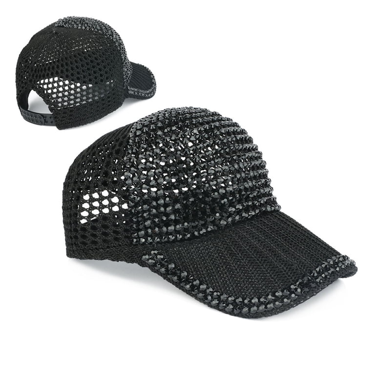 Black Baseball Caps Women Men Studded Rhinestone Crystals  display picture 1