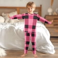 thumbnail image 6 of Pink Grid Pattern Cotton Pajamas 2 Piece Set Sleepwear Soft and Comfortable Homewear Nightwear, 6 of 7