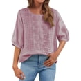 thumbnail image 2 of Embroidered Linen Shirts For Women Summer Blouses For Women Flowy Tops For Women Gauze Shirts Loose Fit Tee Shirt Women Boho Peasant Gauze Blouses Cotton Boho Tops Gauze Tunic Tops For Women Pink, 2 of 8