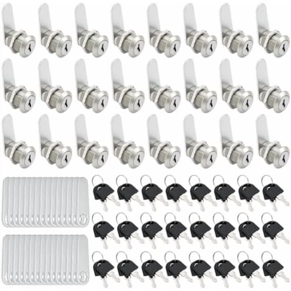 30 Pack Cabinet Locks with Keys, 5/8" Cam Locks Keyed Alike Tool Box Lock for Mailbox Toolbox Pickup Trucks Cabinet Cam Toolbox Lock Replacement Set, Zinc Alloy$$Tools & Hardware Other