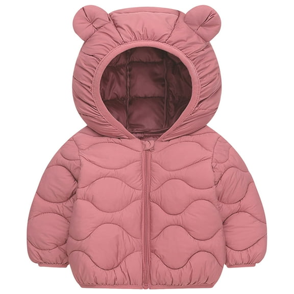 Staki Winter Coats Puffer Padded Jacket for Toddler Boys Kids Light Outwear Cute Bear Ears with Hoods Clothing Toddler Boy Winter Coat 12M,18M,24M,2T,3T,4T,5T(Pink,12-18 Months)