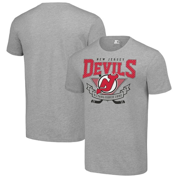 Men's Starter Heather Gray New Jersey Devils Team Logo Graphic T-Shirt