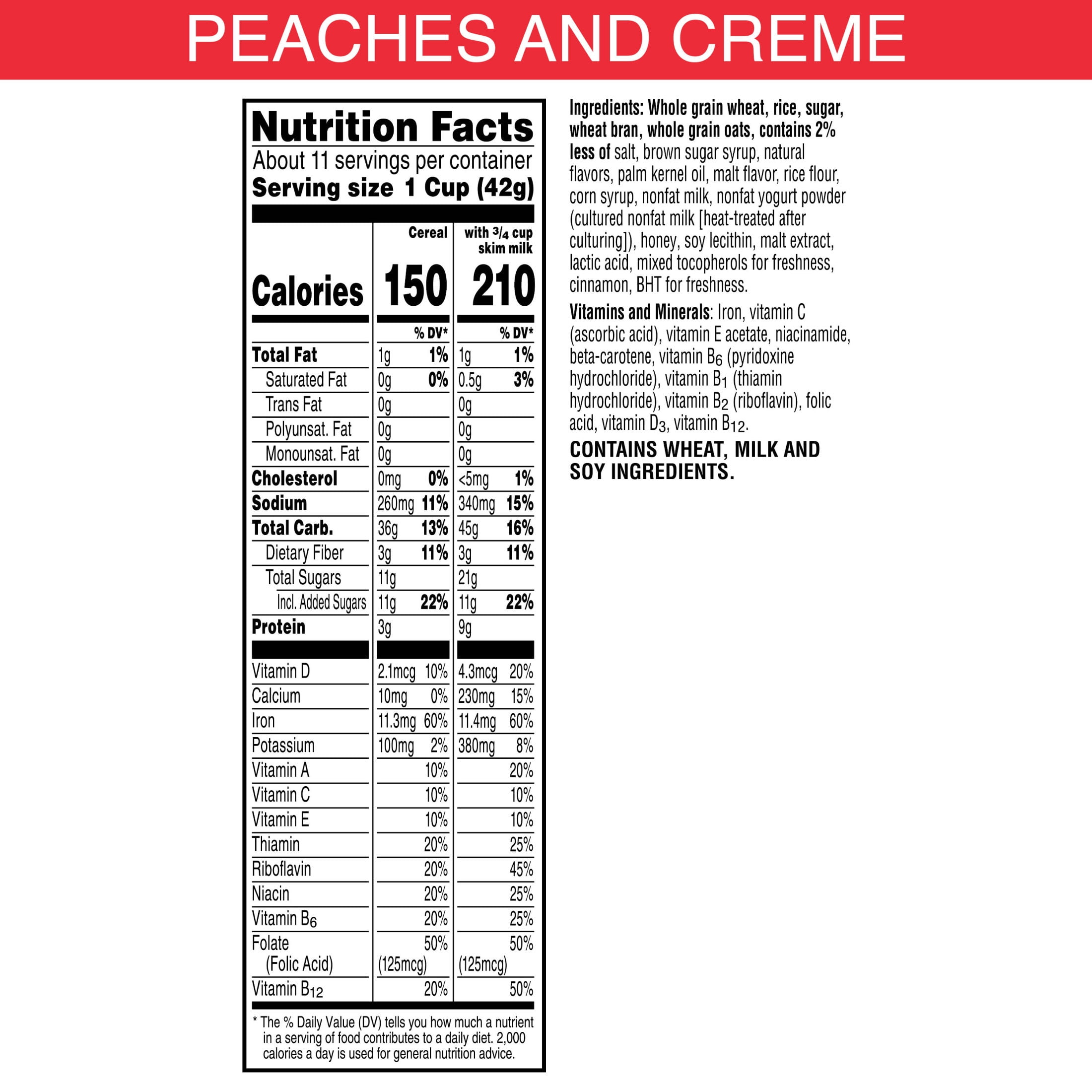 (4 pack) Kellogg's Special K Peaches and Creme Breakfast Cereal, Fiber Cereal, Family Size, 16.6 oz