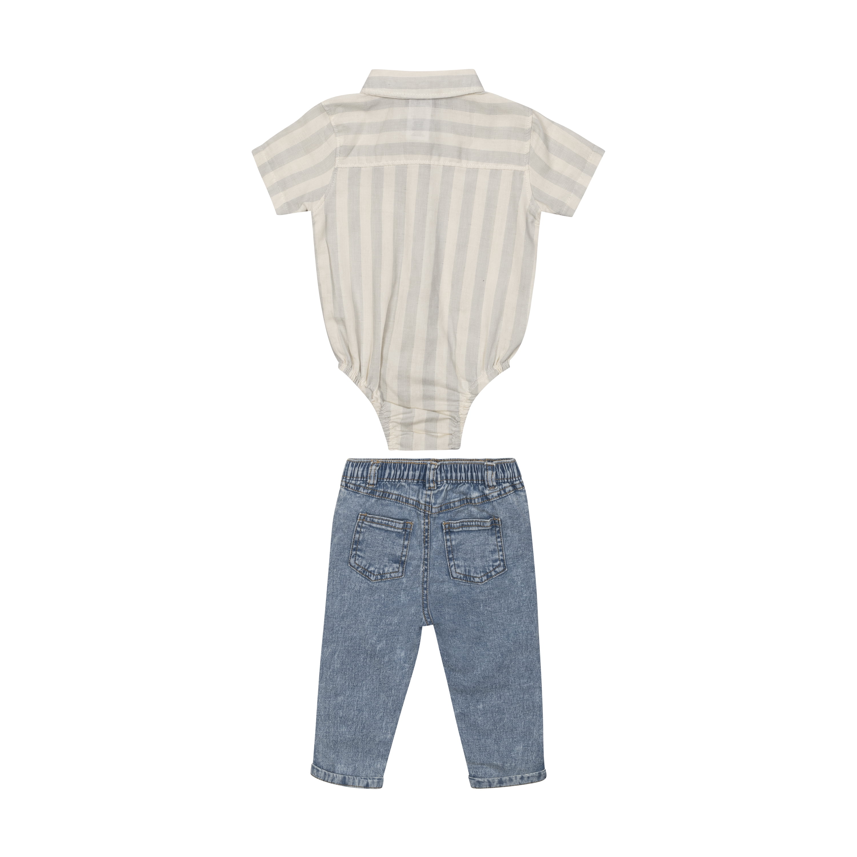 Little Lad Newborn Boys' Short Sleeve Shirt and Pant, 2-Piece Set, Sizes 0-3M-6-9M